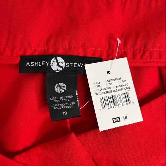 NWT Ashley Stewart Pintuck Wide Leg Red Palazzo Pants High Rise Pockets Women 18 - Picture 7 of 14